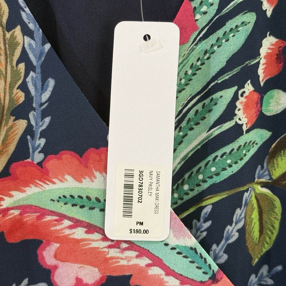 NWT Soft Surroundings Samantha Maxi Dress PM Navy Colorful Floral Faux Wrap $180 - Picture 6 of 14